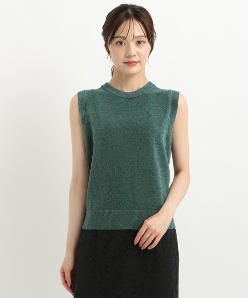 Andemiu（アンデミュウ）の「モールニットノースリーブ578239（ニット/セーター・レディース・チャコールグレー/アイボリー/グリーン・FREE）」の6枚目の写真