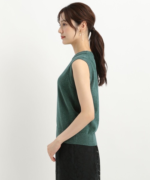 Andemiu（アンデミュウ）の「モールニットノースリーブ578239（ニット/セーター・レディース・チャコールグレー/アイボリー/グリーン・FREE）」の7枚目の写真