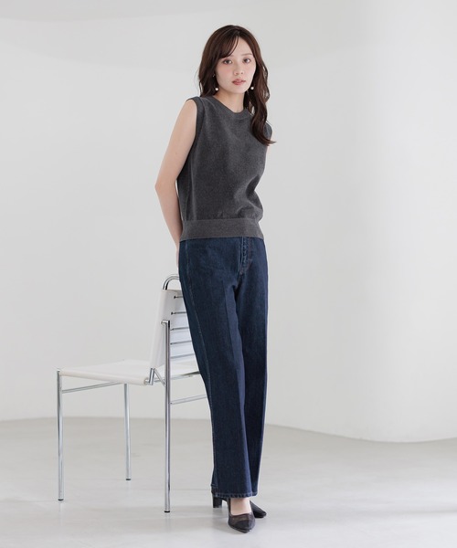 Andemiu（アンデミュウ）の「モールニットノースリーブ578239（ニット/セーター・レディース・チャコールグレー/アイボリー/グリーン・FREE）」の21枚目の写真