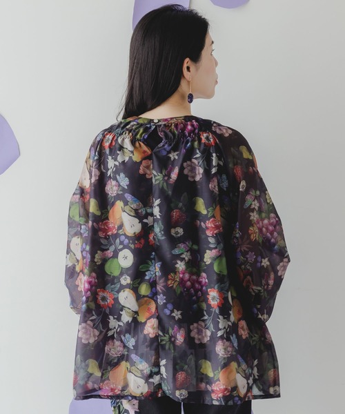 セール】552273：ミックスフルーツ柄シアーチュニック（チュニック