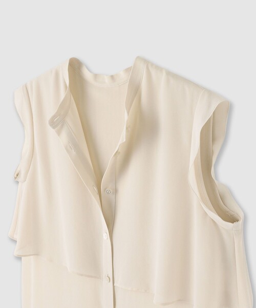 allureville(アルアバイル)の「ジョーゼットオーバーラップブラウス(シャツ/ブラウス・レディース・ベージュ/ネイビー/ブラウン・2)」の5枚目の写真