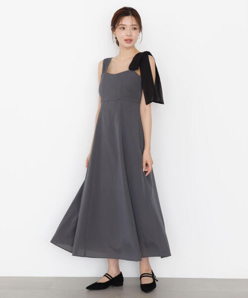 PROPORTION BODY DRESSING(プロポーションボディドレッシング)の「<E>片リボンキャミワンピース / 1215247900(ワンピース・レディース・ダークグレー/ベージュ・P/S/MEDIUM)」の4枚目の写真