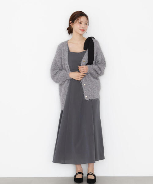 PROPORTION BODY DRESSING(プロポーションボディドレッシング)の「<E>片リボンキャミワンピース / 1215247900(ワンピース・レディース・ダークグレー/ベージュ・P/S/MEDIUM)」の6枚目の写真