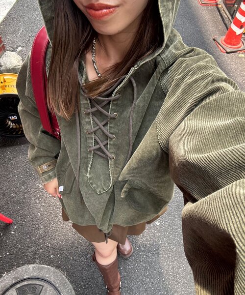 CIAOPANIC（チャオパニック）の「【UNESS/ユーネス】加工コーデュロイアノラックパーカー（その他アウター・レディース・マスタード/ブラウン/カーキ・ONE SIZE）」の3枚目の写真