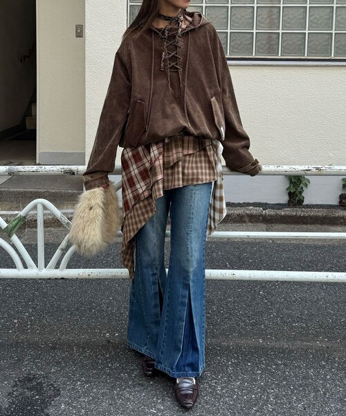 CIAOPANIC（チャオパニック）の「【UNESS/ユーネス】加工コーデュロイアノラックパーカー（その他アウター・レディース・マスタード/ブラウン/カーキ・ONE SIZE）」の8枚目の写真