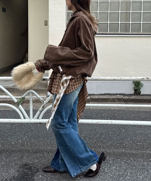 CIAOPANIC（チャオパニック）の「【UNESS/ユーネス】加工コーデュロイアノラックパーカー（その他アウター・レディース・マスタード/ブラウン/カーキ・ONE SIZE）」の9枚目の写真