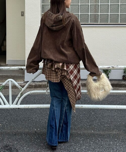 CIAOPANIC（チャオパニック）の「【UNESS/ユーネス】加工コーデュロイアノラックパーカー（その他アウター・レディース・マスタード/ブラウン/カーキ・ONE SIZE）」の10枚目の写真