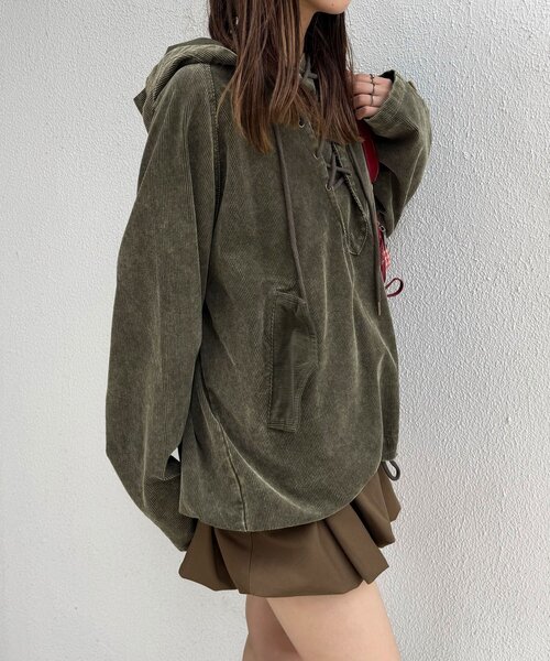 CIAOPANIC（チャオパニック）の「【UNESS/ユーネス】加工コーデュロイアノラックパーカー（その他アウター・レディース・マスタード/ブラウン/カーキ・ONE SIZE）」の12枚目の写真