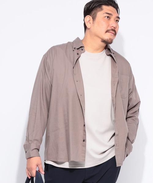 B&T CLUB（ビーティークラブ）の「B＆T CLUB (ビーアンドティークラブ) みつぼしシャツ 無地＆柄 ナチュラル ストレッチ ツイルボタンダウン 長袖 シャツ（シャツ/ブラウス・メンズ・ネイビー/C/ダークネイビー/A/B/ブルー/グレー/ブラック/ワイン/ホワイト×ブラック/ダークブルー/グリーン・X3(6L～7L)/X2(4L～5L)/X1(3L～4L)）」の4枚目の写真