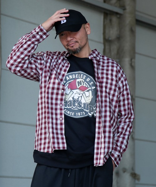 B&T CLUB（ビーティークラブ）の「B＆T CLUB (ビーアンドティークラブ) みつぼしシャツ 無地＆柄 ナチュラル ストレッチ ツイルボタンダウン 長袖 シャツ（シャツ/ブラウス・メンズ・ネイビー/C/ダークネイビー/A/B/ブルー/グレー/ブラック/ワイン/ホワイト×ブラック/ダークブルー/グリーン・X3(6L～7L)/X2(4L～5L)/X1(3L～4L)）」の10枚目の写真