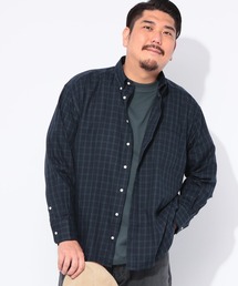 長袖 シャツ メンズ 大きいサイズ みつぼしシャツ 無地＆柄 ナチュラル ストレッチ ツイルボタンダウン カジュアル B＆T CLUB (ビーアンドティークラブ)