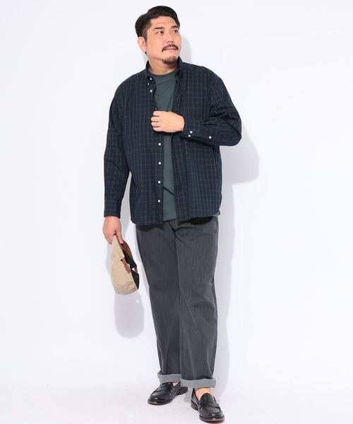 B&T CLUB（ビーティークラブ）の「B＆T CLUB (ビーアンドティークラブ) みつぼしシャツ 無地＆柄 ナチュラル ストレッチ ツイルボタンダウン 長袖 シャツ（シャツ/ブラウス・メンズ・ネイビー/C/ダークネイビー/A/B/ブルー/グレー/ブラック/ワイン/ホワイト×ブラック/ダークブルー/グリーン・X3(6L～7L)/X2(4L～5L)/X1(3L～4L)）」の14枚目の写真