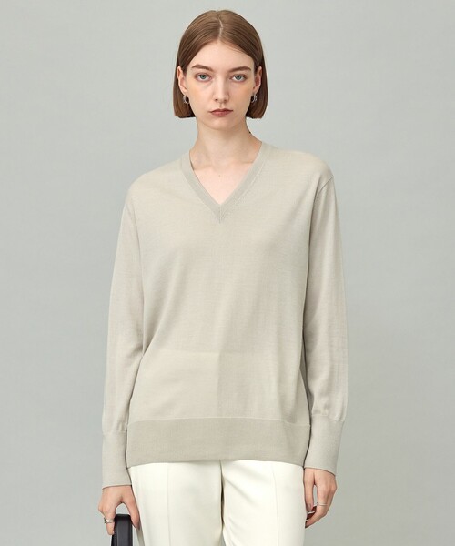 コンパクトファインウール Vネックニット