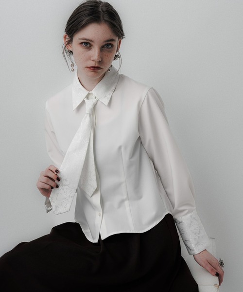 HARE(ハレ)の「コンパクトネクタイシャツ(HARE)(シャツ/ブラウス・レディース・ホワイト/ブラック/ストライプ/ブラック系その他/レッド系その他・FREE)」の11枚目の写真