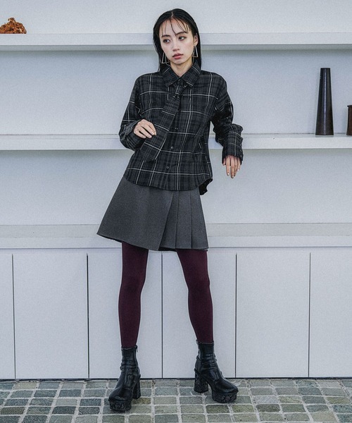HARE(ハレ)の「コンパクトネクタイシャツ(HARE)(シャツ/ブラウス・レディース・ホワイト/ブラック/ストライプ/ブラック系その他/レッド系その他・FREE)」の6枚目の写真