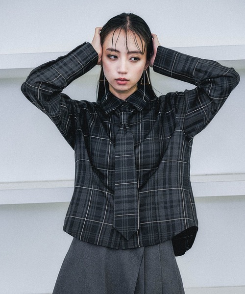 HARE(ハレ)の「コンパクトネクタイシャツ(HARE)(シャツ/ブラウス・レディース・ホワイト/ブラック/ストライプ/ブラック系その他/レッド系その他・FREE)」の13枚目の写真