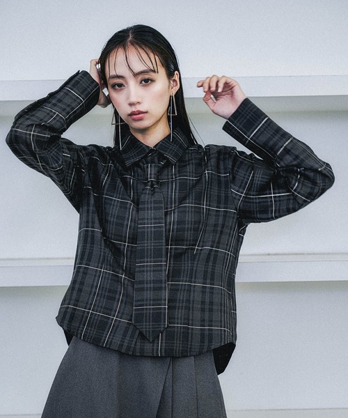HARE(ハレ)の「コンパクトネクタイシャツ(HARE)(シャツ/ブラウス・レディース・ホワイト/ブラック/ストライプ/ブラック系その他/レッド系その他・FREE)」の14枚目の写真