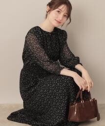 クチュールブローチ　花柄ワンピース　Lサイズ 小花柄ティアードワンピース（マキシ・ロングワンピース