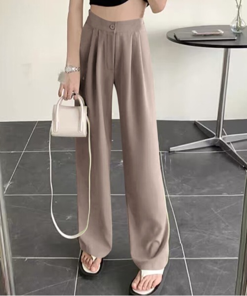 cammie(キャミー)の「2タックスラックス(スラックス・レディース・ブラック/オフホワイト/ダークブラウン/モカ・M/L)」の4枚目の写真