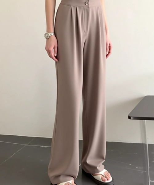 cammie(キャミー)の「2タックスラックス(スラックス・レディース・ブラック/オフホワイト/ダークブラウン/モカ・M/L)」の19枚目の写真