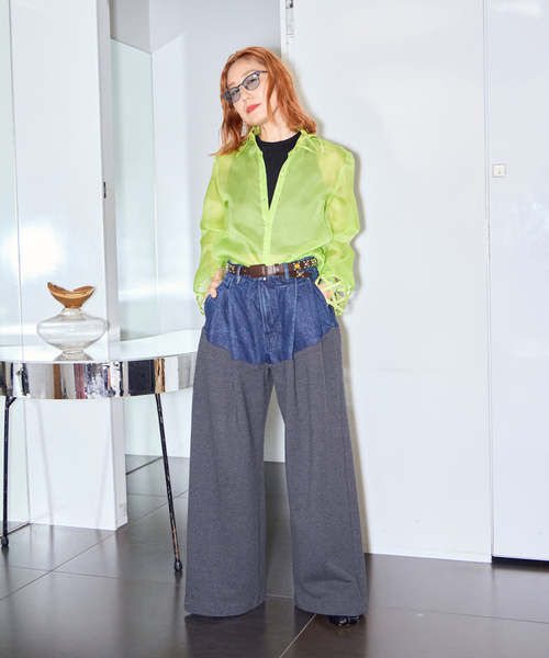 セール】TANAKA 別注 COMBI WIDE TROUSERS ST-232-DG[SWEAT]：デニム