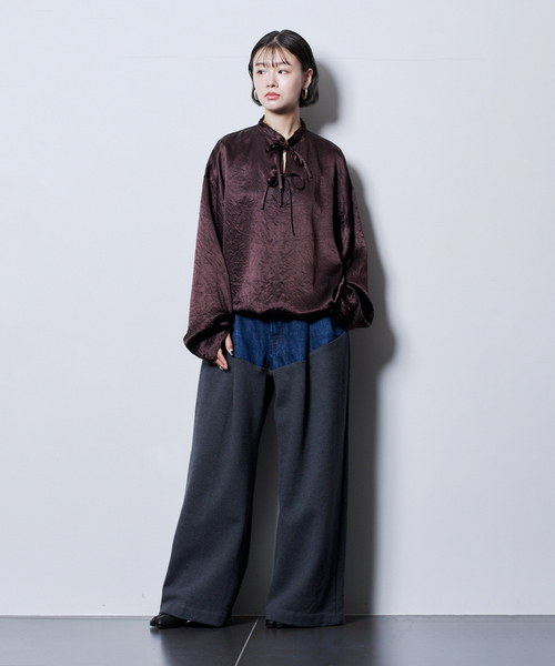 35 タナカ様 セール】TANAKA 別注 COMBI WIDE TROUSERS ST-232-DG[SWEAT]：デニム