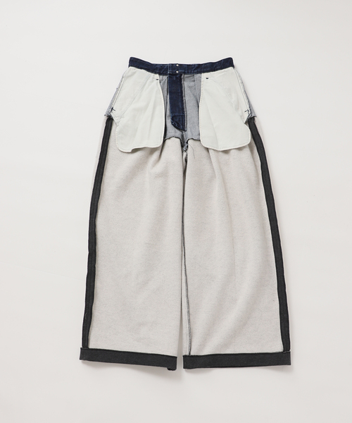 セール】TANAKA 別注 COMBI WIDE TROUSERS ST-232-DG[SWEAT]：デニム