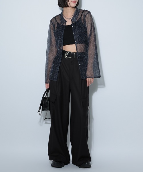 PAGEBOY(ページボーイ)の「チュールフラワーエリツキトップス(シャツ/ブラウス・レディース・オフホワイト/ブラック・FREE)」の22枚目の写真