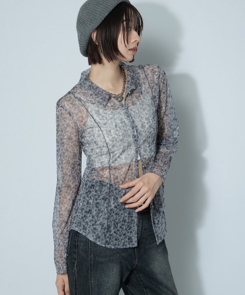 PAGEBOY(ページボーイ)の「チュールフラワーエリツキトップス(シャツ/ブラウス・レディース・オフホワイト/ブラック・FREE)」の8枚目の写真