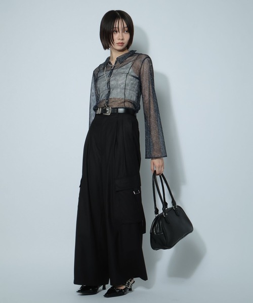 PAGEBOY(ページボーイ)の「チュールフラワーエリツキトップス(シャツ/ブラウス・レディース・オフホワイト/ブラック・FREE)」の10枚目の写真