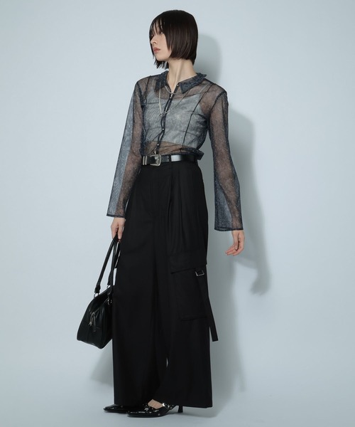 PAGEBOY(ページボーイ)の「チュールフラワーエリツキトップス(シャツ/ブラウス・レディース・オフホワイト/ブラック・FREE)」の12枚目の写真