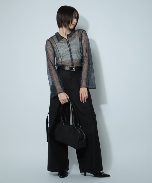 PAGEBOY(ページボーイ)の「チュールフラワーエリツキトップス(シャツ/ブラウス・レディース・オフホワイト/ブラック・FREE)」の9枚目の写真