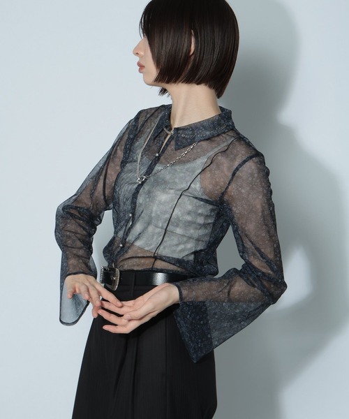 PAGEBOY(ページボーイ)の「チュールフラワーエリツキトップス(シャツ/ブラウス・レディース・オフホワイト/ブラック・FREE)」の13枚目の写真