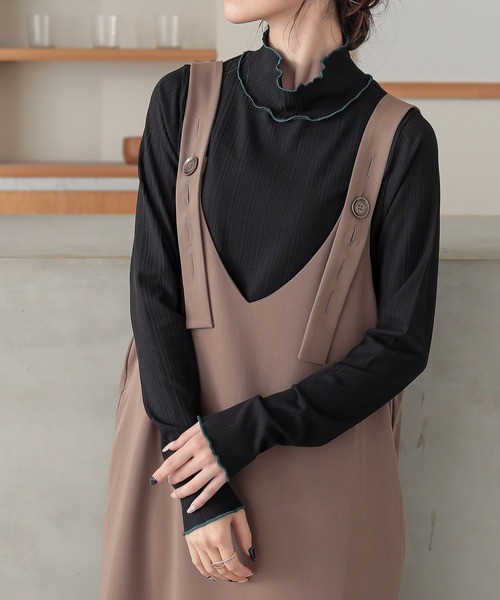 n'OrLABEL(ノアールレーベル)の「【保湿】ランダムリブカットソー(Tシャツ/カットソー・レディース・アイボリー/ブラック/グレー系その他/ブラック系その他/グレー/ベージュ系その他・S~M/L~LL/3L)」の3枚目の写真