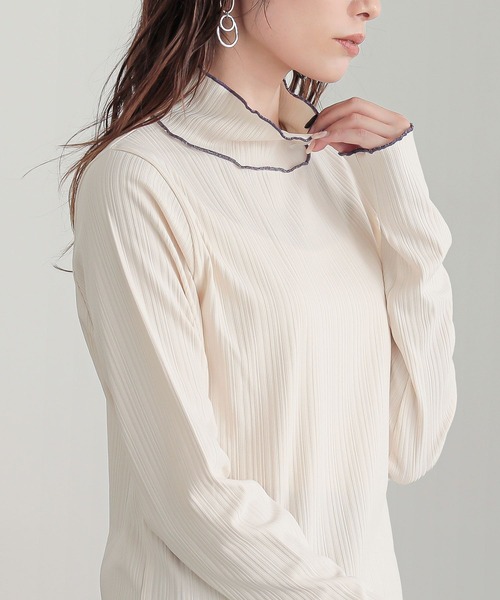 n'OrLABEL(ノアールレーベル)の「【保湿】ランダムリブカットソー(Tシャツ/カットソー・レディース・アイボリー/ブラック/グレー系その他/ブラック系その他/グレー/ベージュ系その他・S~M/L~LL/3L)」の6枚目の写真