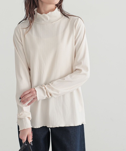 n'OrLABEL(ノアールレーベル)の「【保湿】ランダムリブカットソー(Tシャツ/カットソー・レディース・アイボリー/ブラック/グレー系その他/ブラック系その他/グレー/ベージュ系その他・S~M/L~LL/3L)」の8枚目の写真