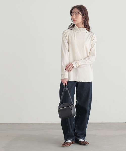 n'OrLABEL(ノアールレーベル)の「【保湿】ランダムリブカットソー(Tシャツ/カットソー・レディース・アイボリー/ブラック/グレー系その他/ブラック系その他/グレー/ベージュ系その他・S~M/L~LL/3L)」の9枚目の写真
