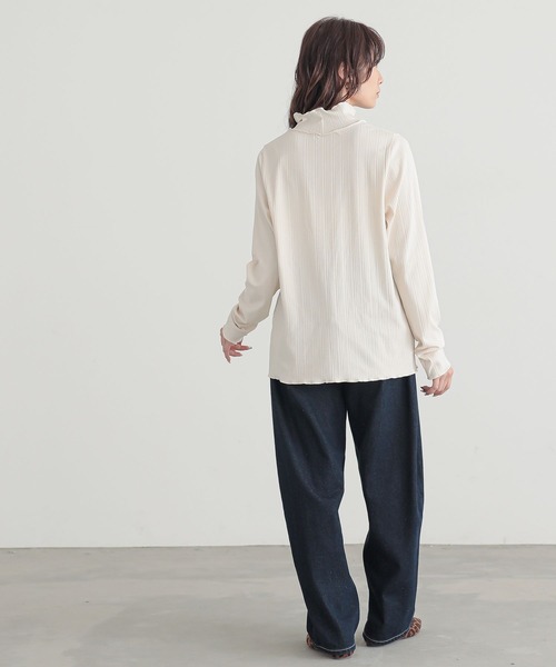 n'OrLABEL(ノアールレーベル)の「【保湿】ランダムリブカットソー(Tシャツ/カットソー・レディース・アイボリー/ブラック/グレー系その他/ブラック系その他/グレー/ベージュ系その他・S~M/L~LL/3L)」の10枚目の写真