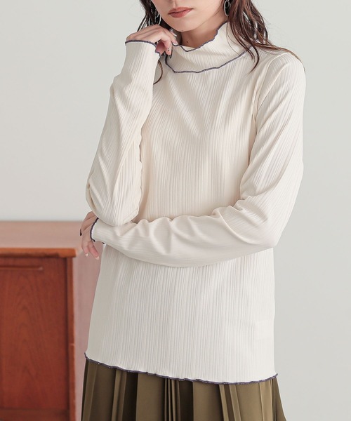 n'OrLABEL(ノアールレーベル)の「【保湿】ランダムリブカットソー(Tシャツ/カットソー・レディース・アイボリー/ブラック/グレー系その他/ブラック系その他/グレー/ベージュ系その他・S~M/L~LL/3L)」の13枚目の写真