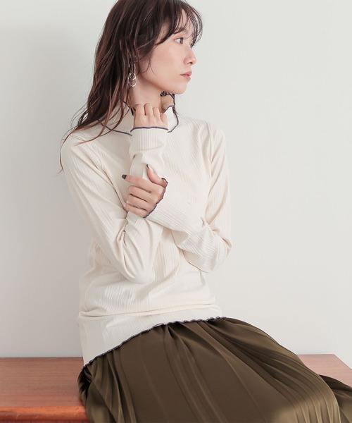 n'OrLABEL(ノアールレーベル)の「【保湿】ランダムリブカットソー(Tシャツ/カットソー・レディース・アイボリー/ブラック/グレー系その他/ブラック系その他/グレー/ベージュ系その他・S~M/L~LL/3L)」の14枚目の写真