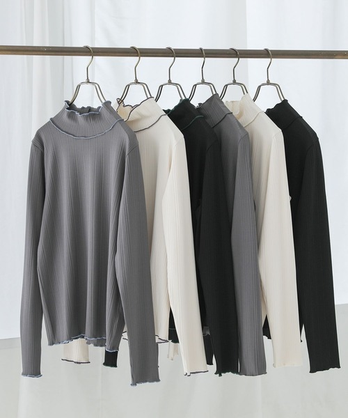 n'OrLABEL(ノアールレーベル)の「【保湿】ランダムリブカットソー(Tシャツ/カットソー・レディース・アイボリー/ブラック/グレー系その他/ブラック系その他/グレー/ベージュ系その他・S~M/L~LL/3L)」の7枚目の写真
