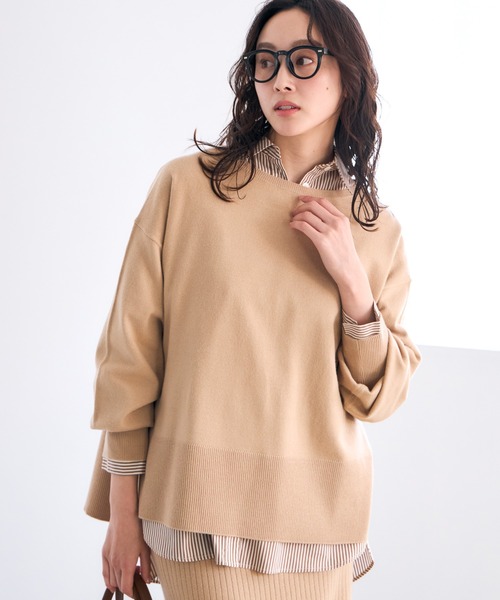 Elura（エルーラ）の「毛玉しらずボートプルオーバー/571778（ニット/セーター・レディース・ダークブラウン/グレイッシュベージュ/ブラック/レッド/キャメル/ネイビー/グリーン/ホワイト系その他/ライトベージュ/ライトブルー・LARGE/MEDIUM）」の4枚目の写真