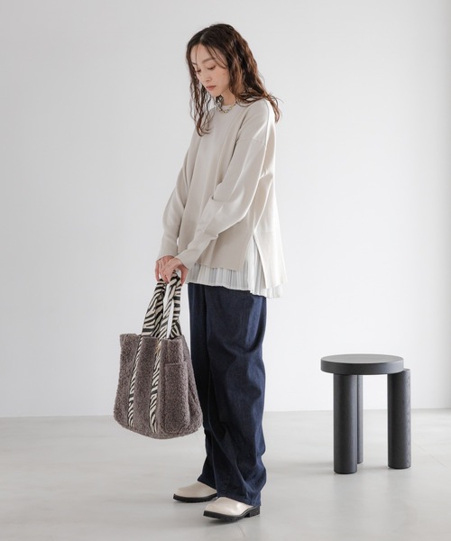 Elura（エルーラ）の「毛玉しらずボートプルオーバー/571778（ニット/セーター・レディース・ダークブラウン/グレイッシュベージュ/ブラック/レッド/キャメル/ネイビー/グリーン/ホワイト系その他/ライトベージュ/ライトブルー・LARGE/MEDIUM）」の13枚目の写真