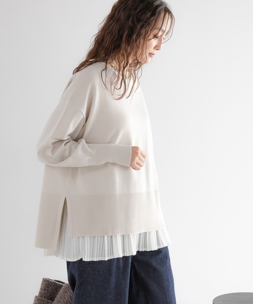 Elura（エルーラ）の「毛玉しらずボートプルオーバー/571778（ニット/セーター・レディース・ダークブラウン/グレイッシュベージュ/ブラック/レッド/キャメル/ネイビー/グリーン/ホワイト系その他/ライトベージュ/ライトブルー・LARGE/MEDIUM）」の11枚目の写真