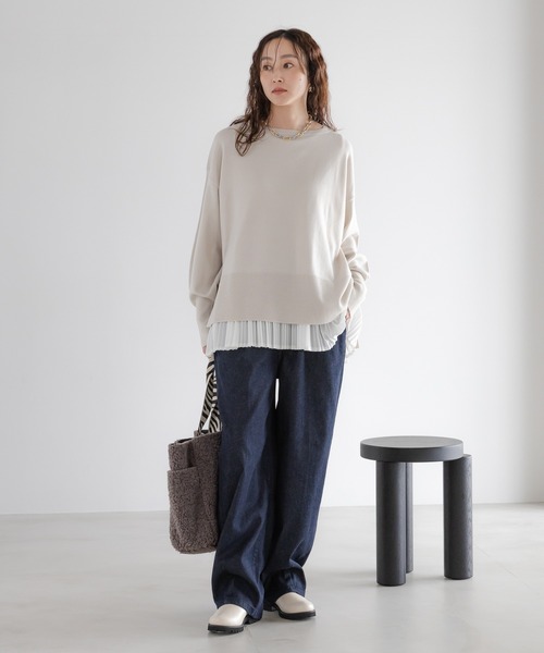 Elura（エルーラ）の「毛玉しらずボートプルオーバー/571778（ニット/セーター・レディース・ダークブラウン/グレイッシュベージュ/ブラック/レッド/キャメル/ネイビー/グリーン/ホワイト系その他/ライトベージュ/ライトブルー・LARGE/MEDIUM）」の14枚目の写真