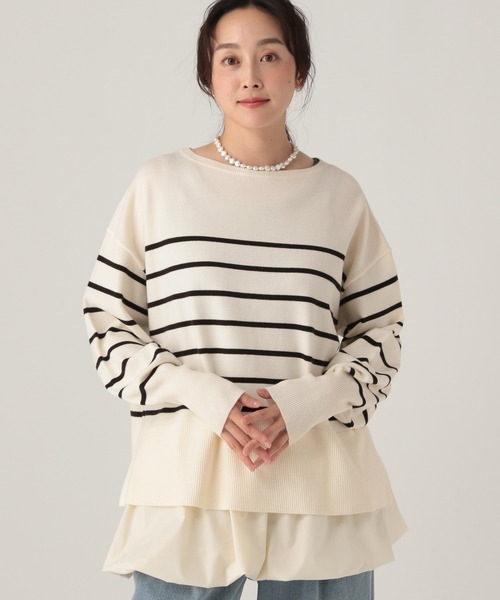 Elura（エルーラ）の「毛玉しらずボートプルオーバー/571778（ニット/セーター・レディース・ダークブラウン/グレイッシュベージュ/ブラック/レッド/キャメル/ネイビー/グリーン/ホワイト系その他/ライトベージュ/ライトブルー・LARGE/MEDIUM）」の21枚目の写真