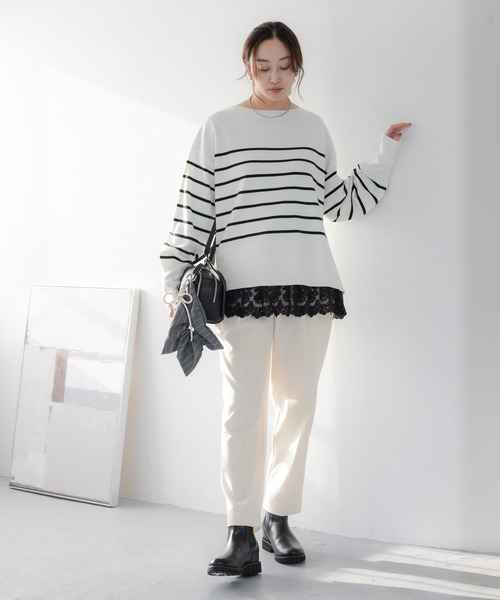 Elura（エルーラ）の「毛玉しらずボートプルオーバー/571778（ニット/セーター・レディース・ダークブラウン/グレイッシュベージュ/ブラック/レッド/キャメル/ネイビー/グリーン/ホワイト系その他/ライトベージュ/ライトブルー・LARGE/MEDIUM）」の19枚目の写真