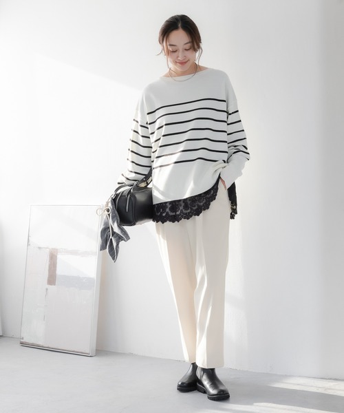 Elura（エルーラ）の「毛玉しらずボートプルオーバー/571778（ニット/セーター・レディース・ダークブラウン/グレイッシュベージュ/ブラック/レッド/キャメル/ネイビー/グリーン/ホワイト系その他/ライトベージュ/ライトブルー・LARGE/MEDIUM）」の20枚目の写真