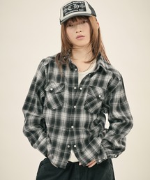 MSG（エムエスジー）の「ボックスシルエット ショート丈 マルチチェック長袖シャツ（シャツ/ブラウス）」