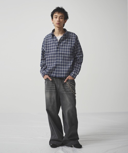 MSG（エムエスジー）の「ボックスシルエット ショート丈 マルチチェック長袖シャツ（シャツ/ブラウス・メンズ・ブラック/ネイビー/ライトブルー/ブルー/ピンク/ブラウン/ベージュ系/ピンク系/ブラック系/ブルー系・XL/L/M/S）」の21枚目の写真